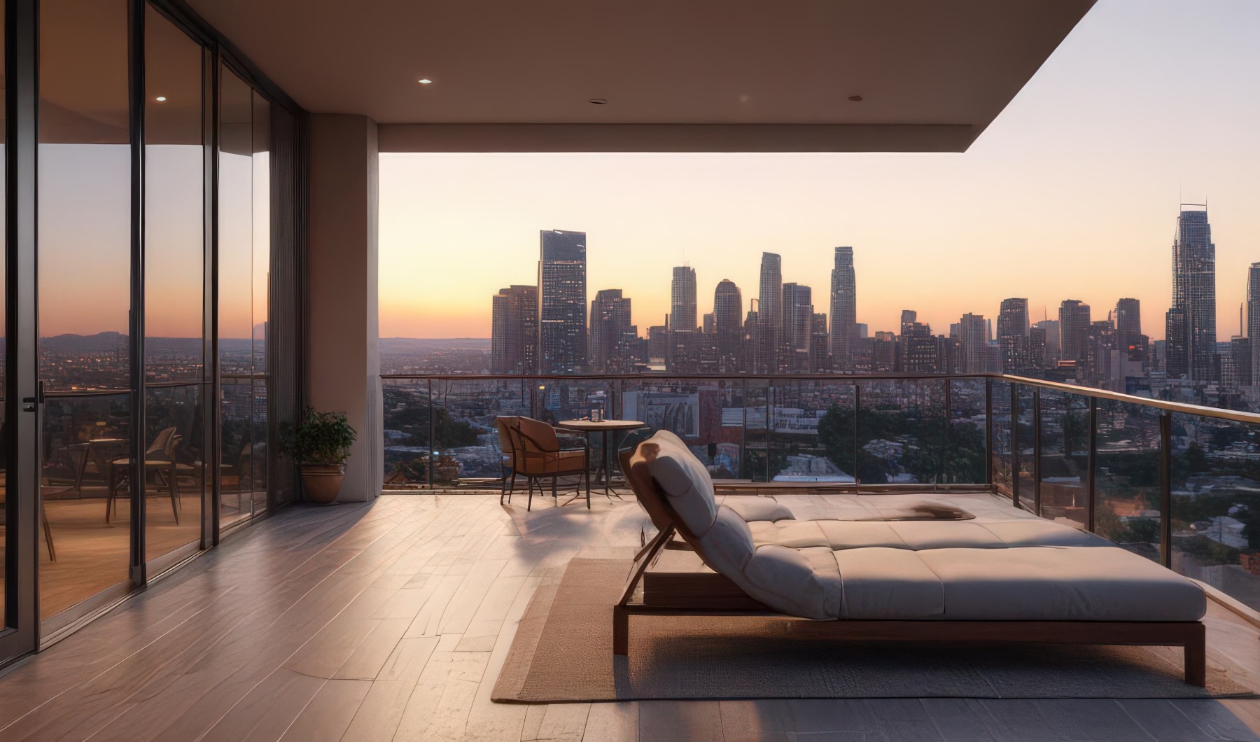 sunset showing over a spacious patio area